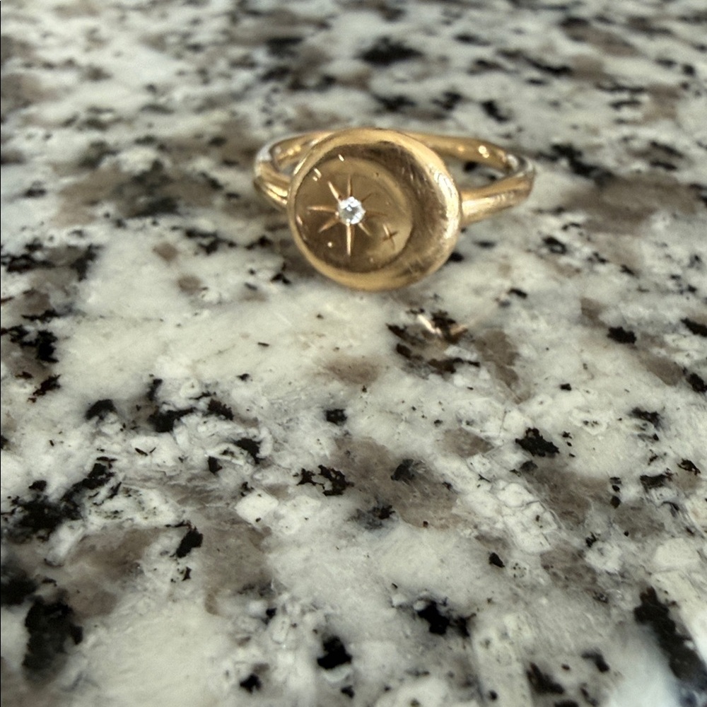 HALCYON Signet SELENE Ring 14K Solid Yellow Gold + Diamond  Sz 7 4.68g T.W. - Picture 5 of 14